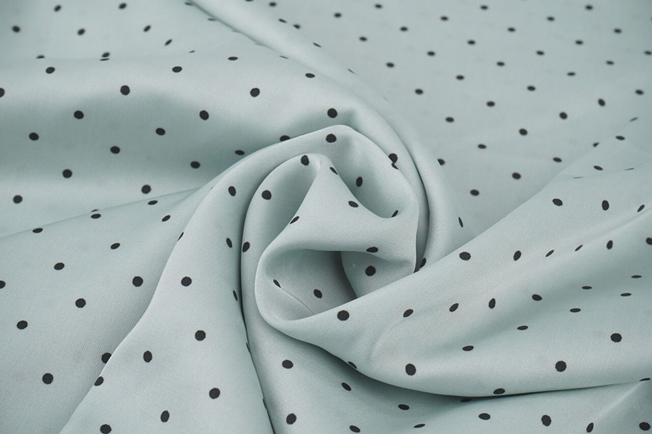Stretch Satin Printed  Dots Light Old Mint Green