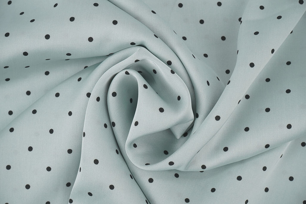 Stretch Satin Printed  Dots Light Old Mint Green