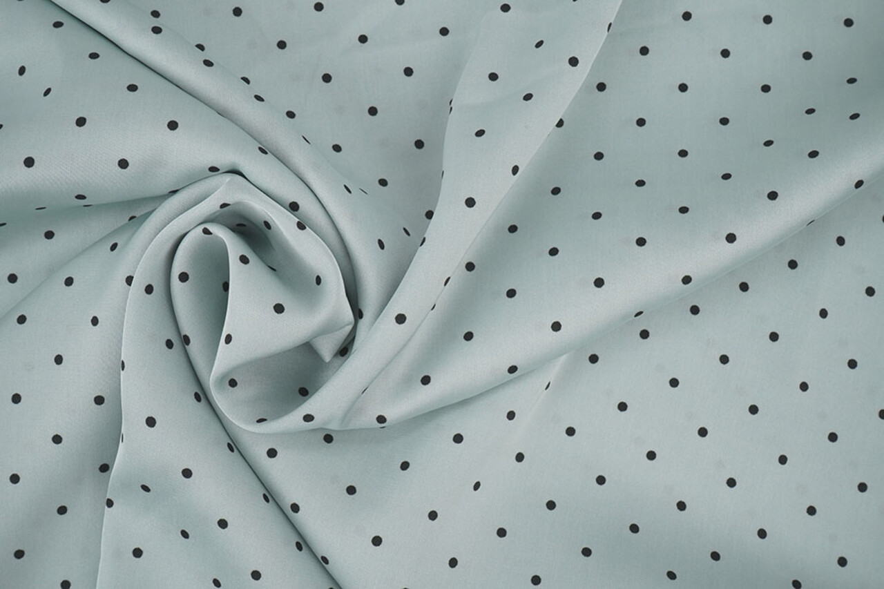 Stretch Satin Bedruckt Punkte Helles Alt-Mintgrün