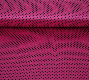 Stretch Satin Printed  Dots Cyclamen Black Stretch Satin Printed  Dots Cyclamen Black