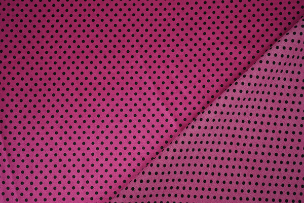 Stretch Satin Bedruckt Punkte Alpenveilchen Schwarz