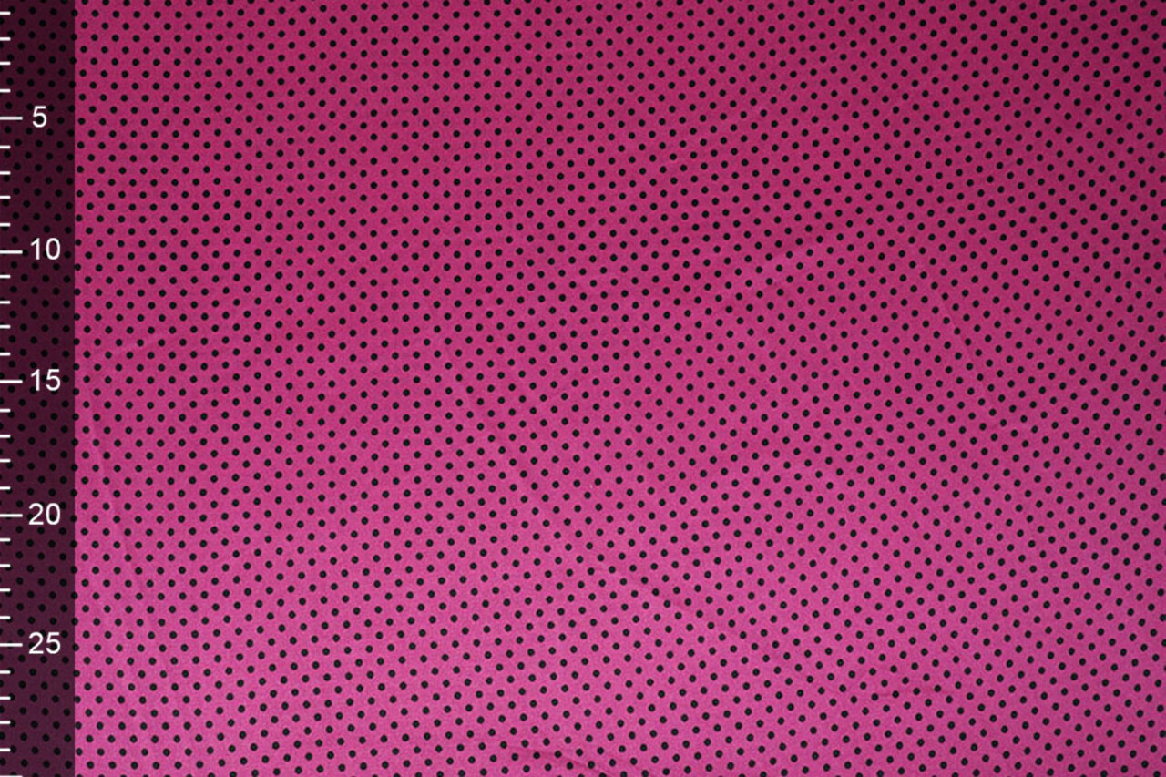 Stretch Satin Printed  Dots Cyclamen Black