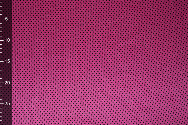 Stretch Satin Printed  Dots Cyclamen Black