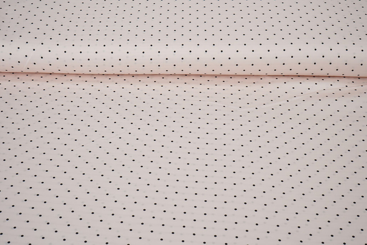 Stretch Satin Printed  Dots Light Light Pink
