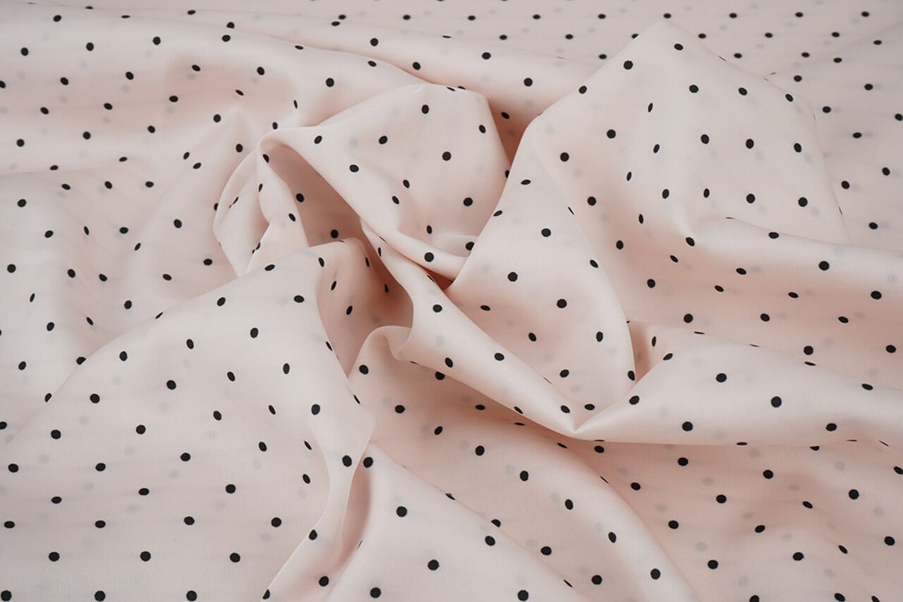 Stretch Satijn Bedrukt Stippen Licht Roze Stretch Satijn Bedrukt Stippen Licht Roze
