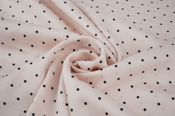 Stretch Satin Printed  Dots Light Light Pink
