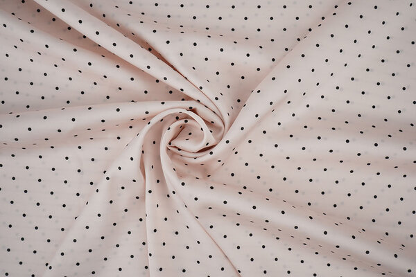 Stretch Satin Printed  Dots Light Light Pink