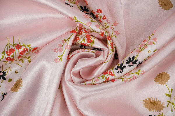 Stretch Satin Printed Flowers Leslie
