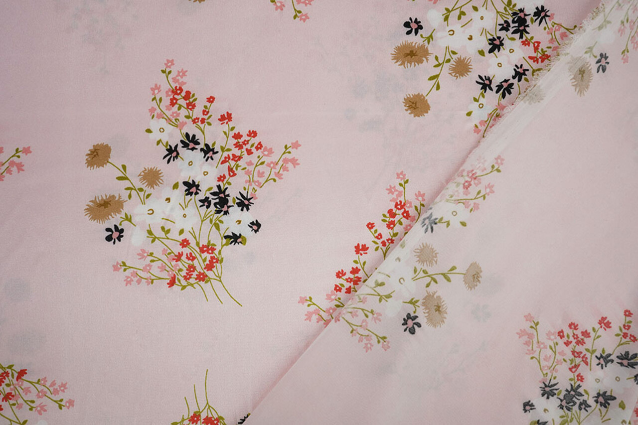 Stretch Satin Printed Flowers Leslie