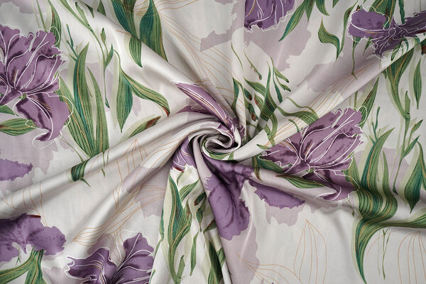 Stretch Satin Printed Flowers Els