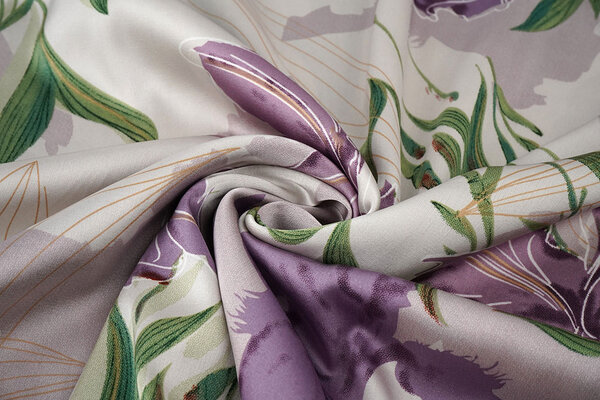 Stretch Satin Printed Flowers Els