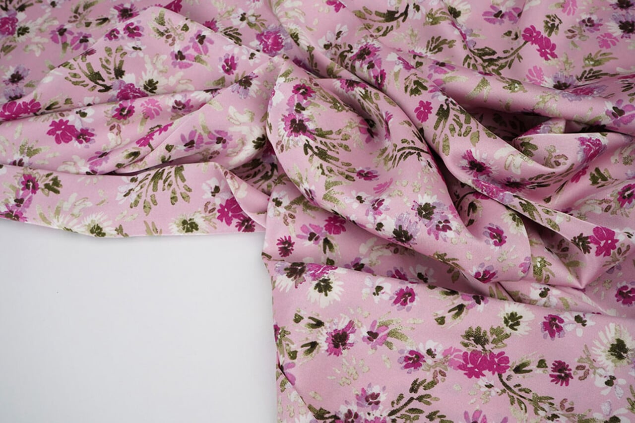Stretch Satin Imprimé Fleurs Florine