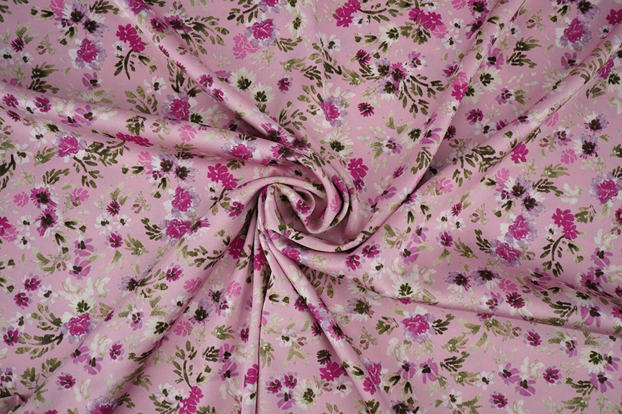 Stretch Satin Imprimé Fleurs Florine
