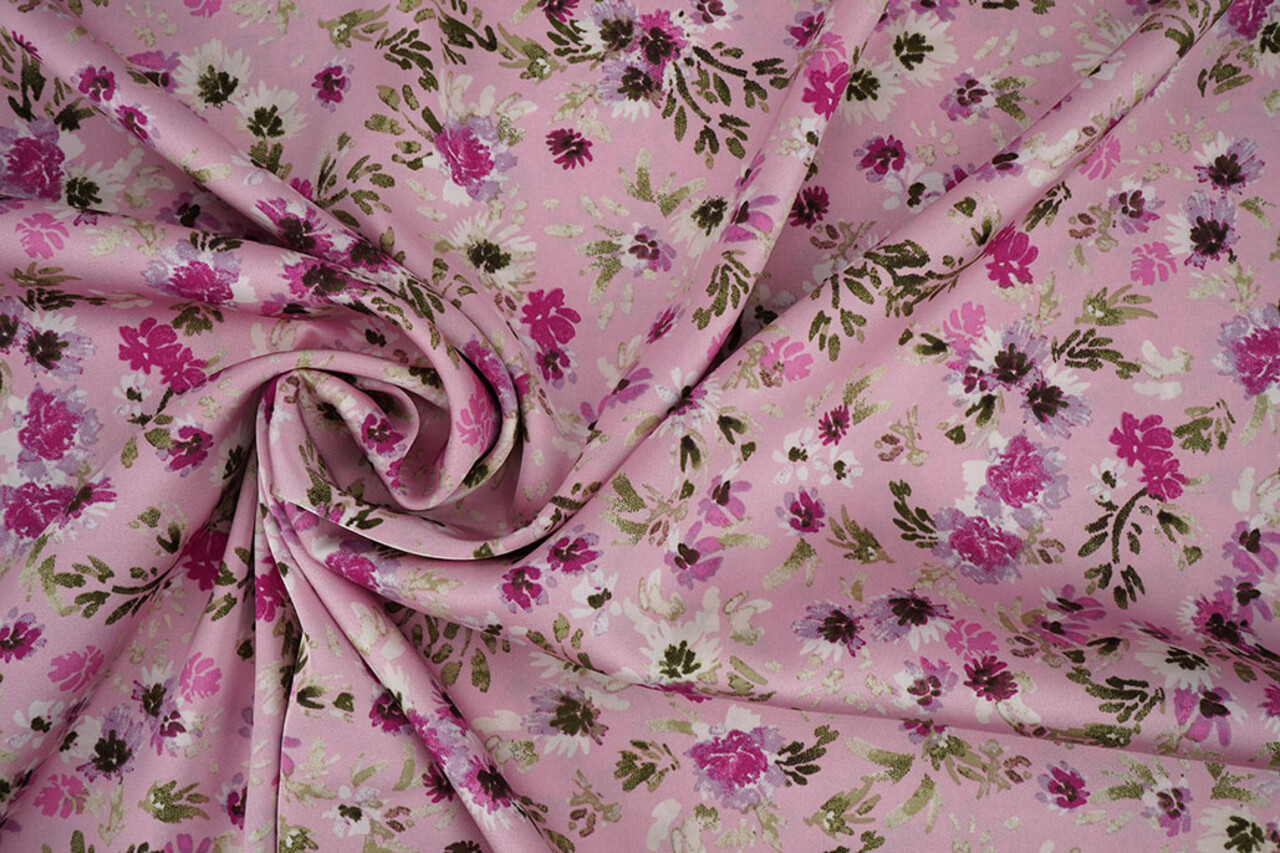 Stretch Satin Printed Flowers Florine Stretch Satin Printed Flowers Florine