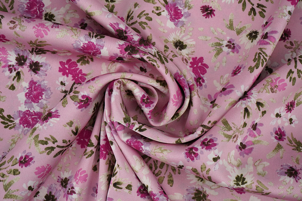 Stretch Satin Printed Flowers Florine Stretch Satin Printed Flowers Florine