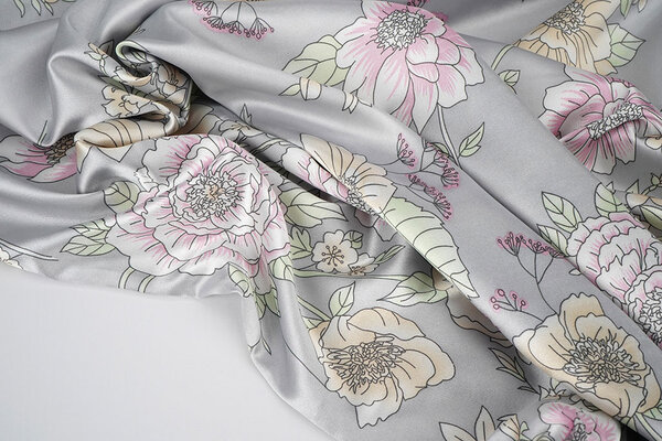 Stretch Raso Stampato Fiori Yvonne