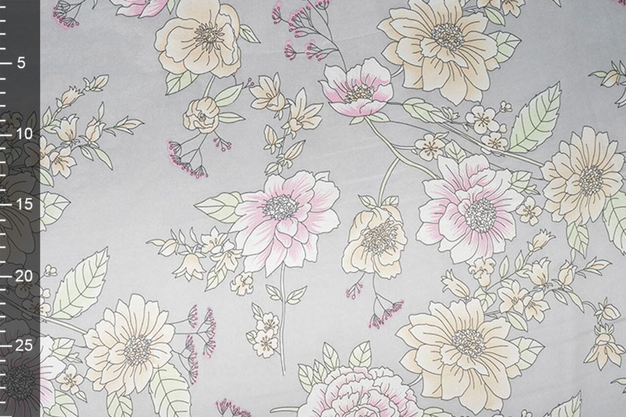 Stretch Raso Stampato Fiori Yvonne
