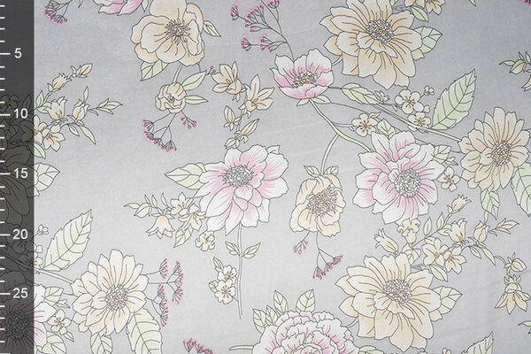 Stretch Raso Stampato Fiori Yvonne