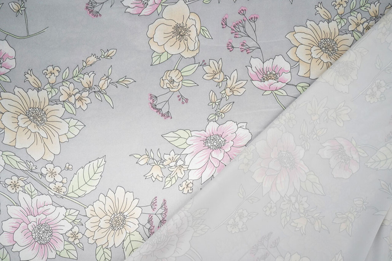 Stretch Satin Imprimé Fleurs Yvonne Stretch Satin Imprimé Fleurs Yvonne