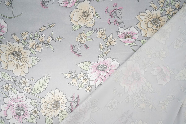 Stretch Raso Stampato Fiori Yvonne