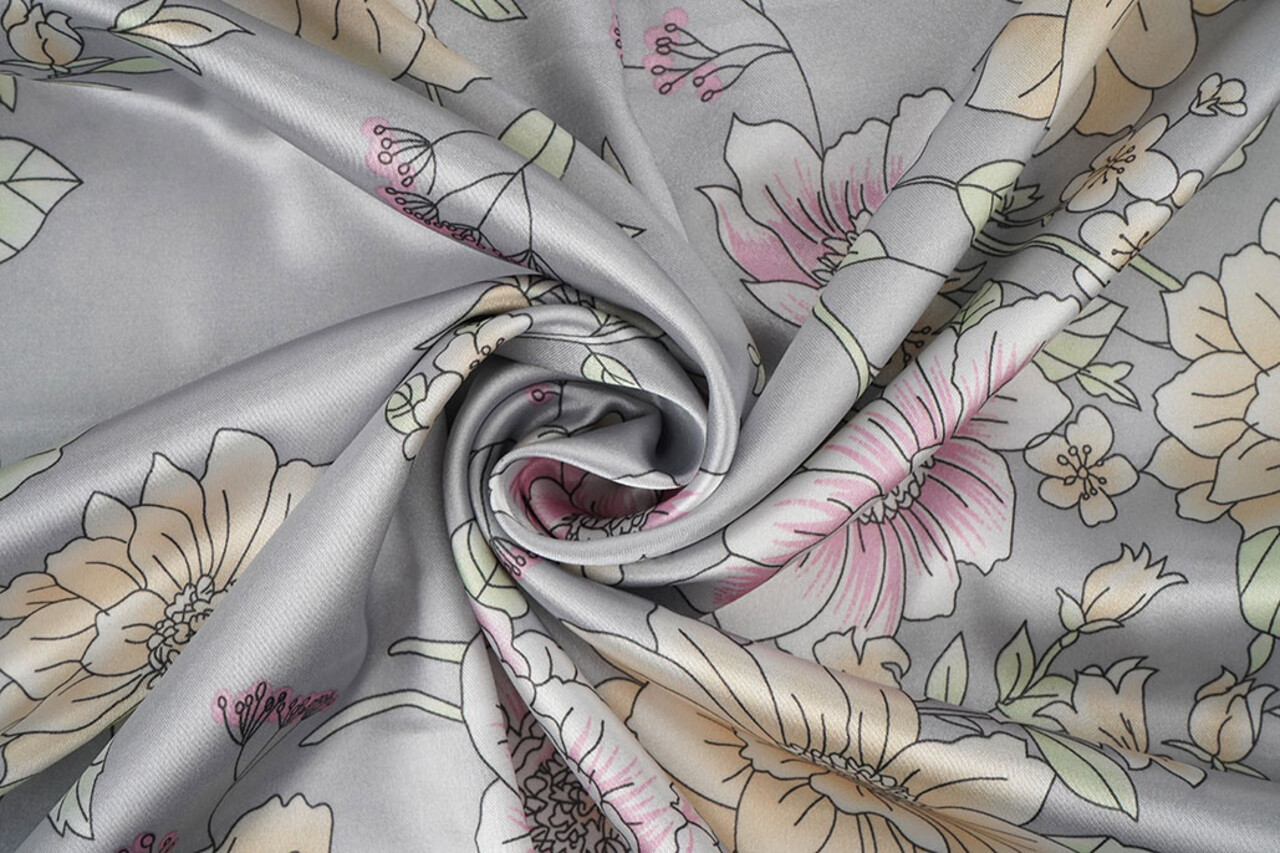 Stretch Raso Stampato Fiori Yvonne