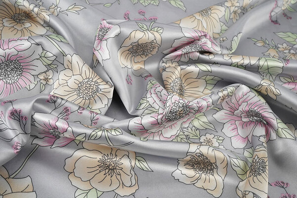 Stretch Raso Stampato Fiori Yvonne