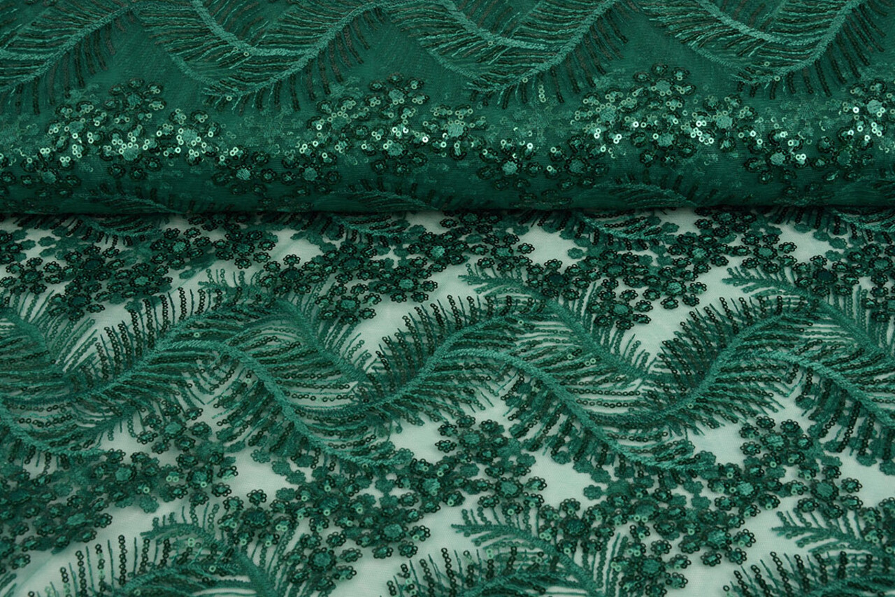 Mesh Embroidered Sequins Lizanne Sea Green