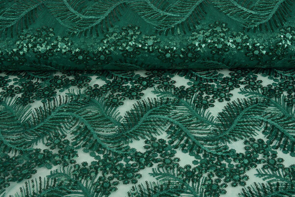 Mesh Embroidered Sequins Lizanne Sea Green