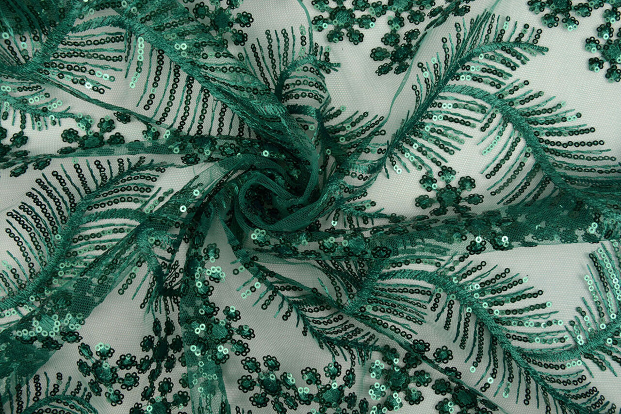 Mesh Embroidered Sequins Lizanne Sea Green