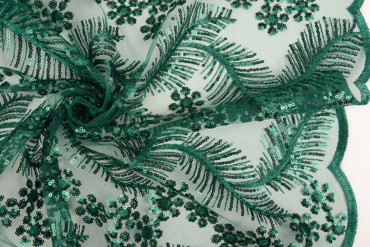 Mesh Embroidered Sequins Lizanne Sea Green