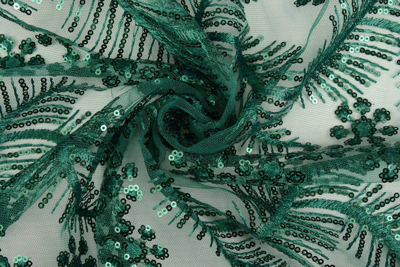 Mesh Embroidered Sequins Lizanne Sea Green