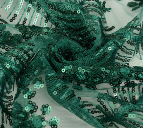 Mesh Geborduurd Pailletten Lizanne Zeegroen