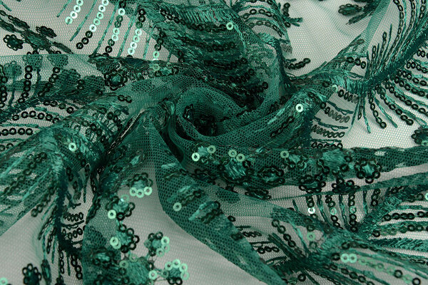 Mesh Embroidered Sequins Lizanne Sea Green
