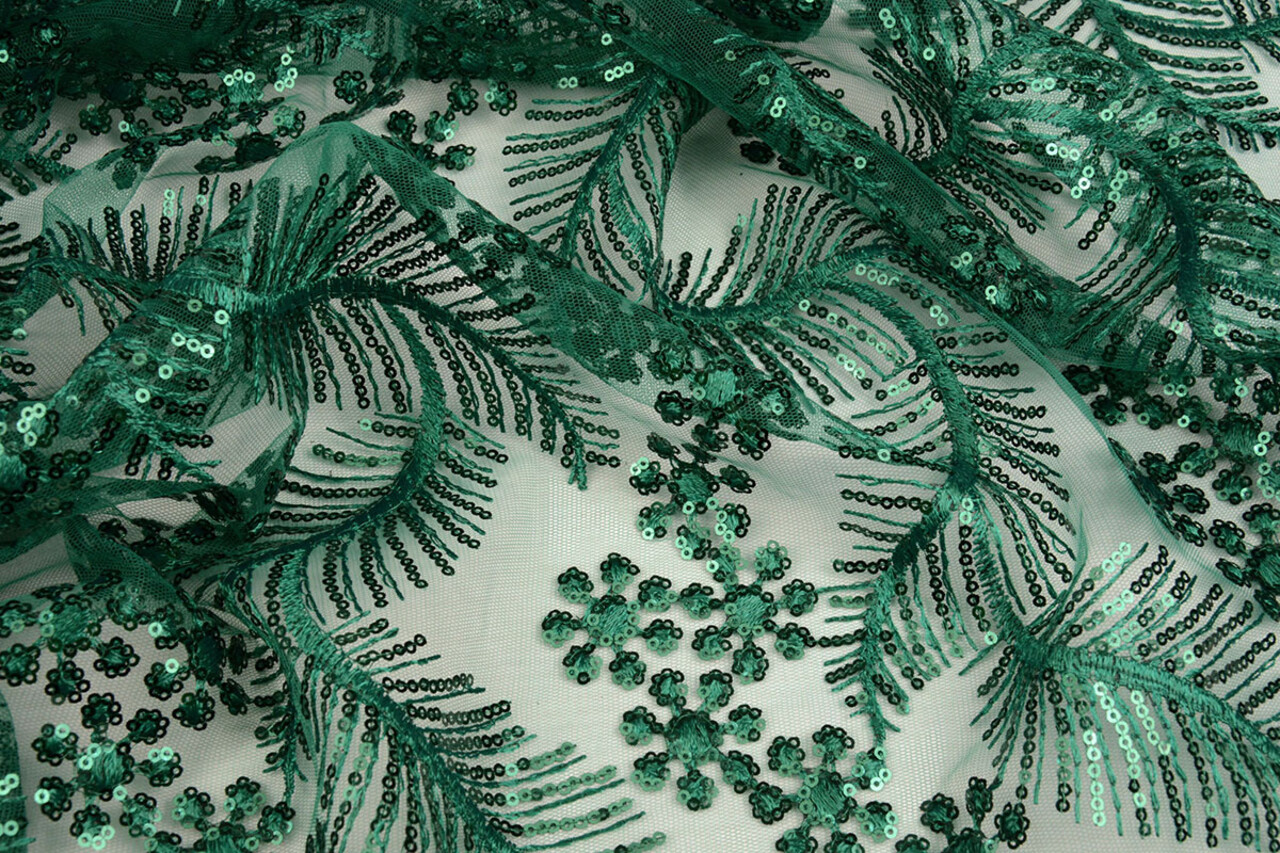 Mesh Embroidered Sequins Lizanne Sea Green