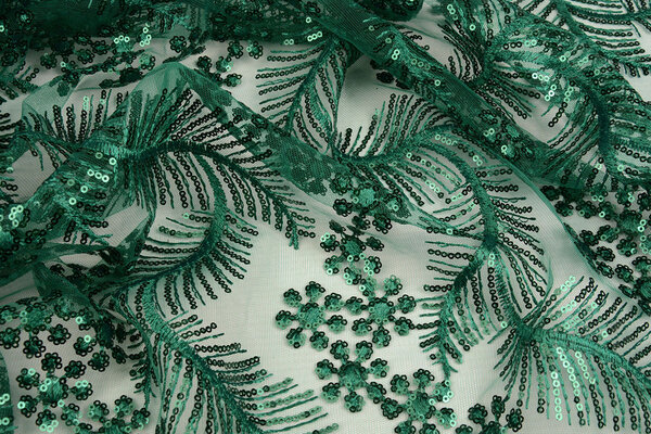 Mesh Embroidered Sequins Lizanne Sea Green