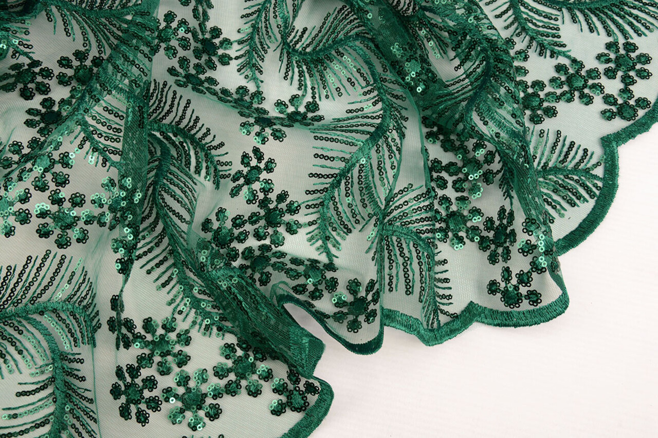 Mesh Embroidered Sequins Lizanne Sea Green