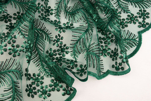 Mesh Embroidered Sequins Lizanne Sea Green