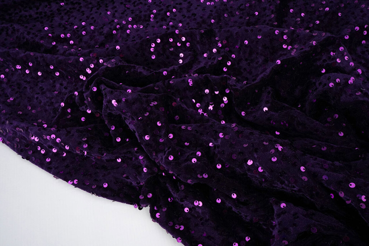 Velours à Sequins Foncé Violet