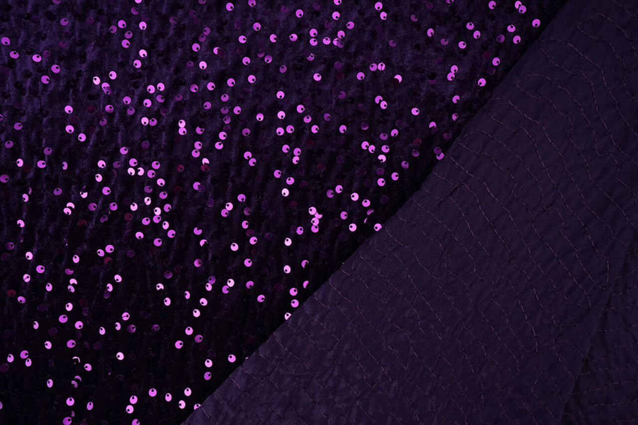 Velours à Sequins Foncé Violet