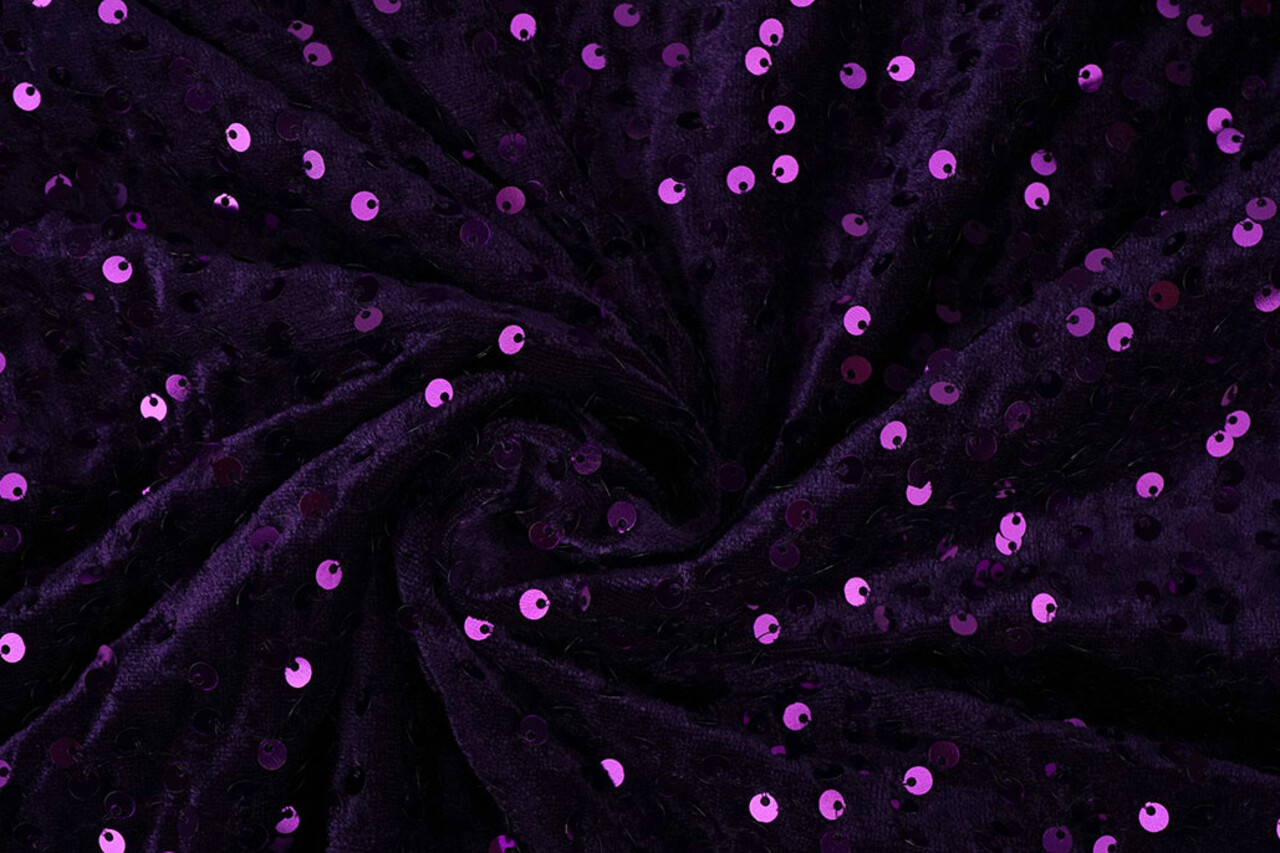 Lentejuelas sobre Terciopelo Morado Oscuro