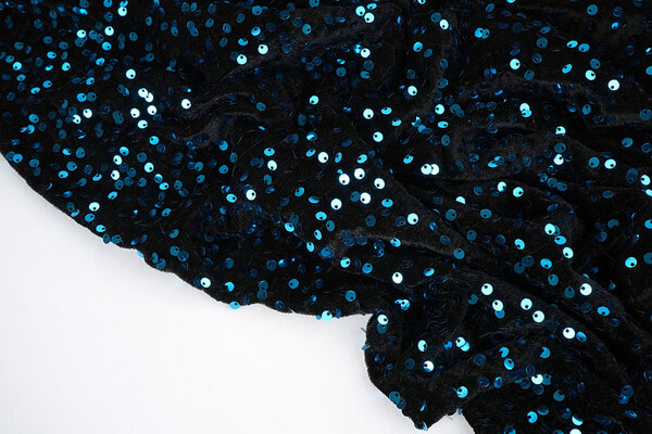 Pailletten op Velours Zwart - Aqua