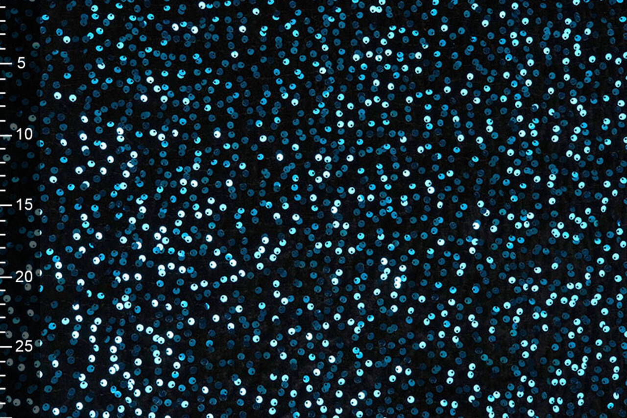 Pailletten op Velours Zwart - Aqua
