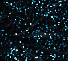 Pailletten op Velours Zwart - Aqua Pailletten op Velours Zwart - Aqua