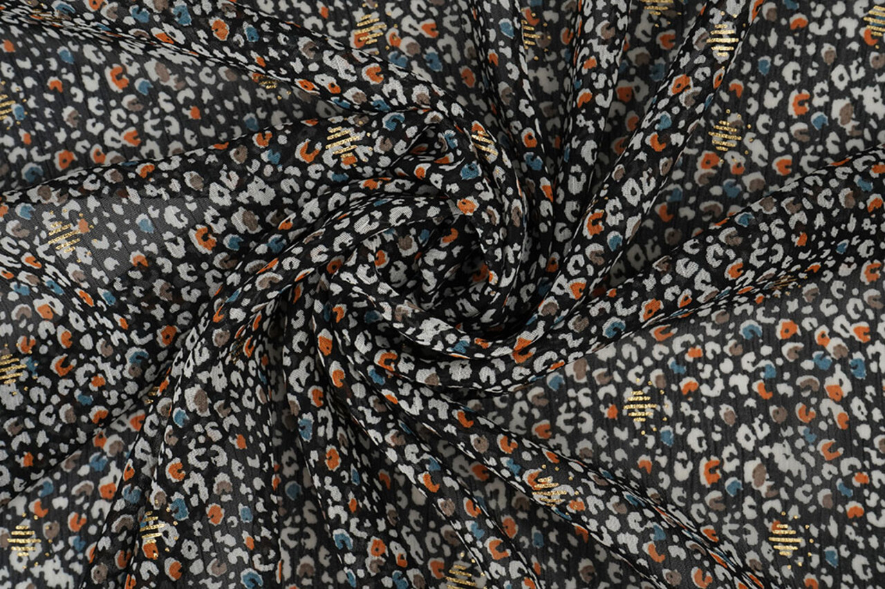 Mousseline Film Métallisé Sauvage Noir Mousseline Film Métallisé Sauvage Noir