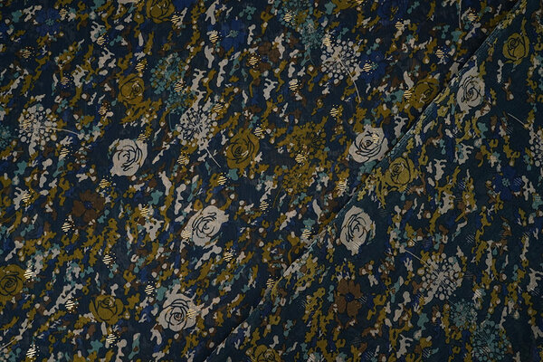Mousseline Film Métallisé Camofleur Bleu Marine Mousseline Film Métallisé Camofleur Bleu Marine