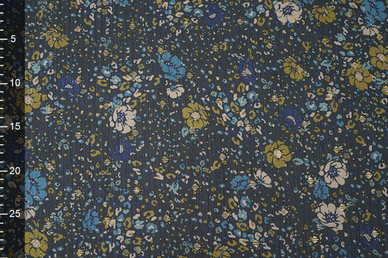Chiffon Lamina Feroce Flora Blu Navy Chiffon Lamina Feroce Flora Blu Navy