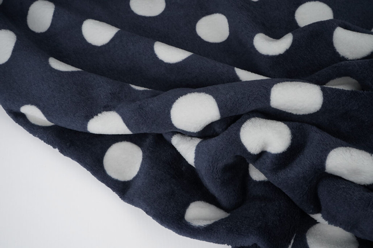 Flanelle Polaire Pois Bleu Marine
