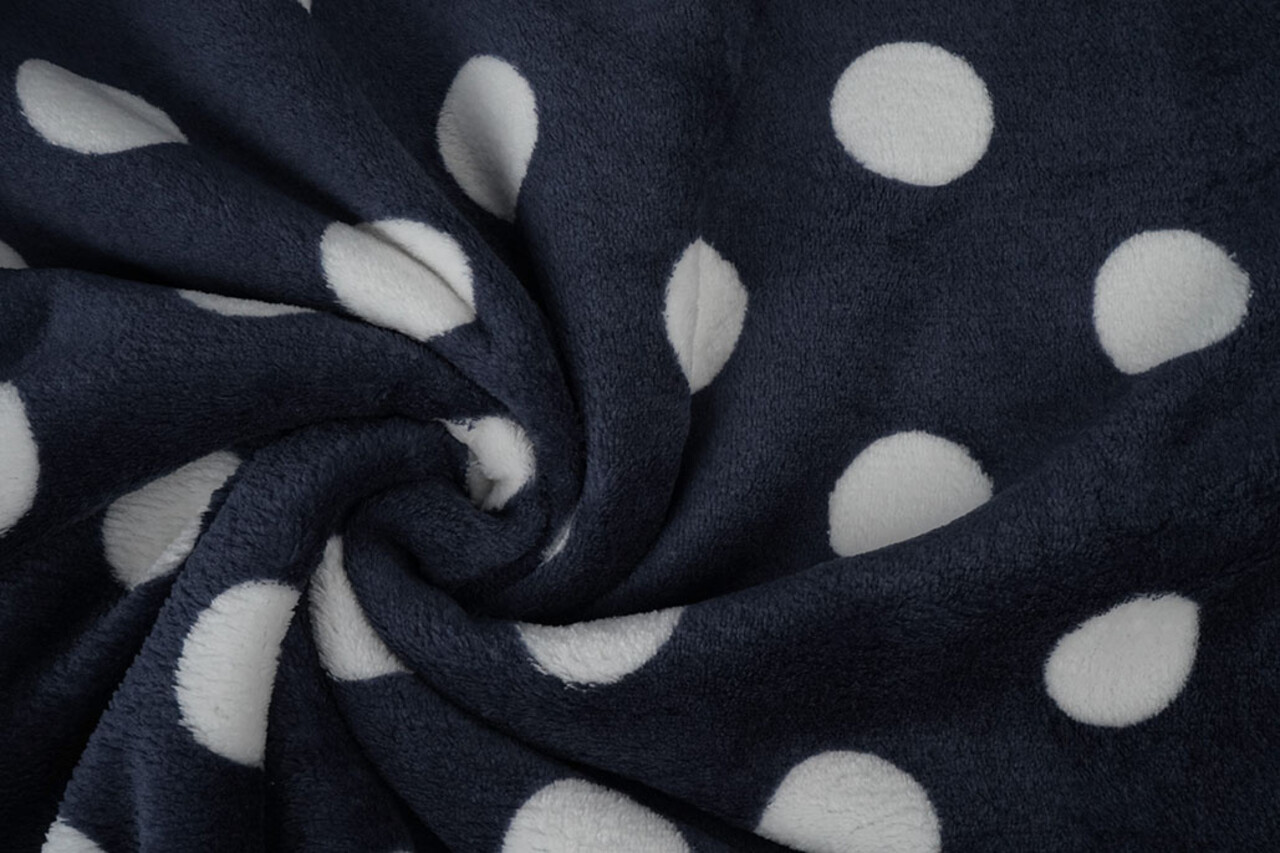 Flanelle Polaire Pois Bleu Marine
