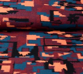 Gestrickter Wollstoff Petrol Brique Gestrickter Wollstoff Petrol Brique