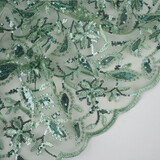 Mesh Embroidered Sequins Naomi Old Green